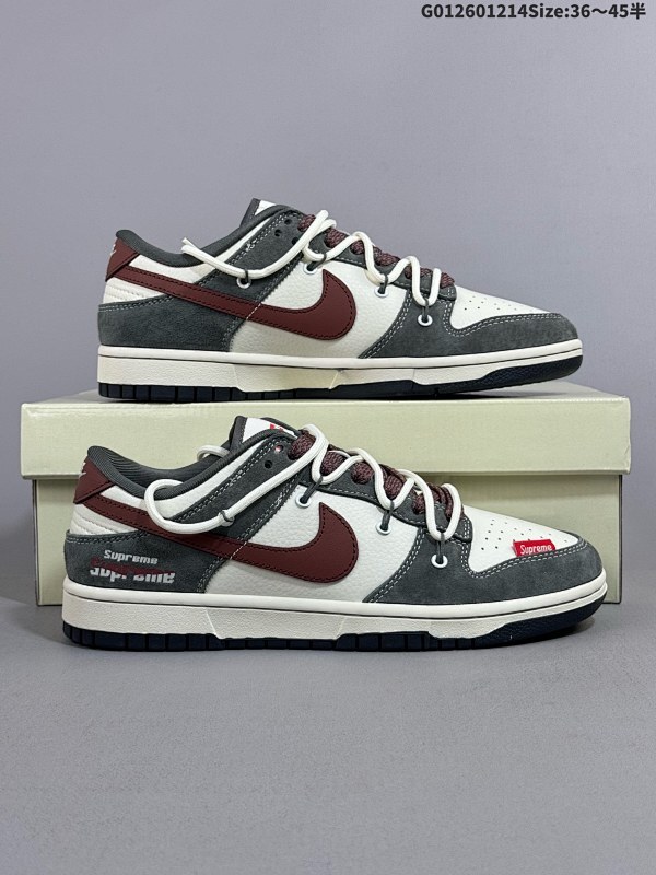 26036-45半 定制球鞋 Supreme x Nike Dunk SB Low Sup x 耐克 SB 低帮 灰白棕解构鞋带货号XS1186-102