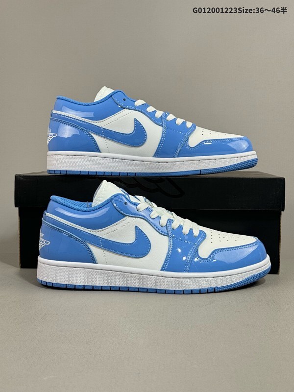 16036-46半 Air Jordan 1 Low "Legend Blue" 低帮 漆皮北卡蓝 AJ1男货号FZ2138-114 女货号FZ3929-114