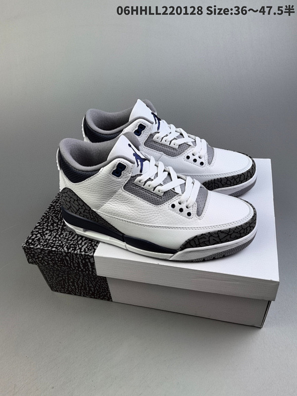 260头层带半码 Air Jordan 3 Retro "White Navy06HHLL220128 Size:3647.5半货号CT8532-140