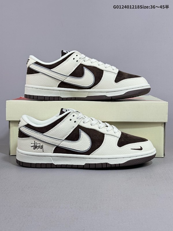 24036-45半 定制球鞋 Stussy x Nike Dunk SB Low 斯图西 x 耐克 SB 低帮 联名米白棕货号KK1333-012