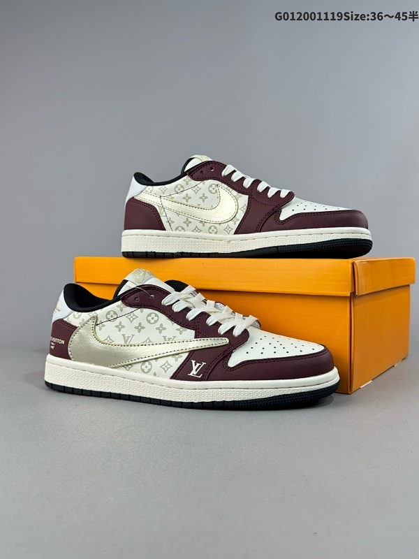 20036-45半 Fragment x TS x Air Jordan 1 Low x LV 三方联名倒钩低帮货号LX1988-400