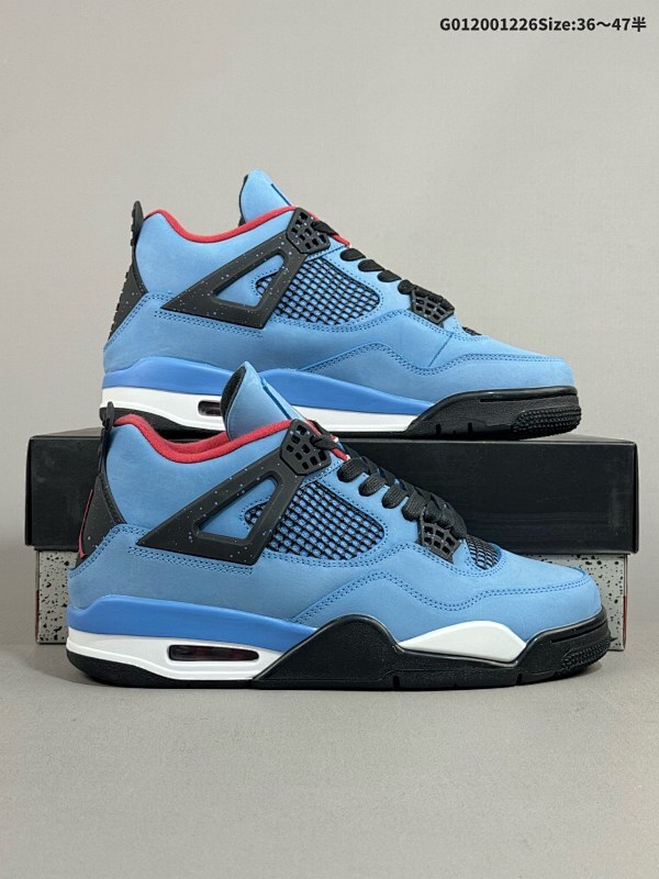 20036-47.5半 Travis Scott x Air Jordan 4 Retro 蓝麂皮 AJ4 乔丹4代 aj4 乔4 蓝联名 乔丹篮球鞋系列货号308497-406