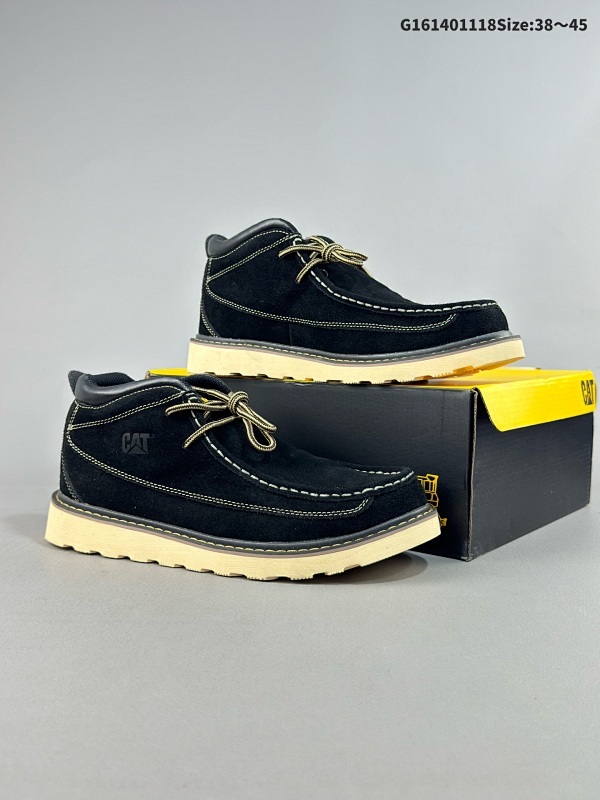14038-45 CAT 新款 推土机 休闲时尚  男士休闲皮鞋 原单品质真标公司卡特男鞋广东纯原 历年经典热销款  新款头层牛皮耐磨防滑橡胶大底