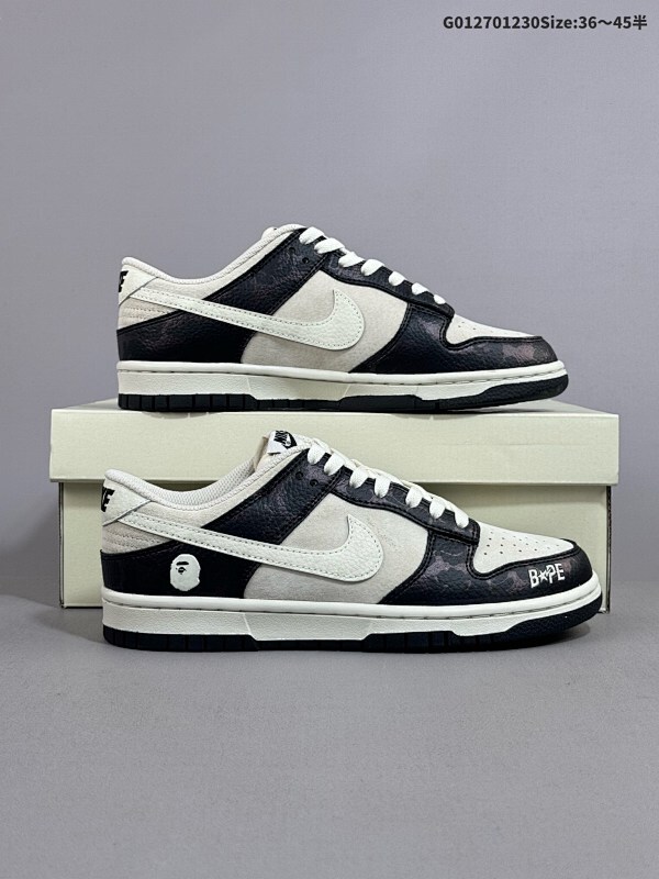 27036-45半 定制球鞋 Bape x Nike Dunk SB Low Bape x 耐克 SB 低帮 联名黑灰货号DJ2024-053