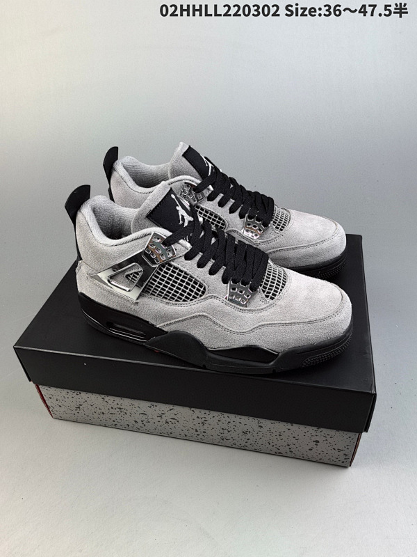 220头层带半码 Air Jordan 4 Retro "Hot Lava" 电镀银麂皮灰02HHLL220302 Size:3647.5半货号AQ9129-005