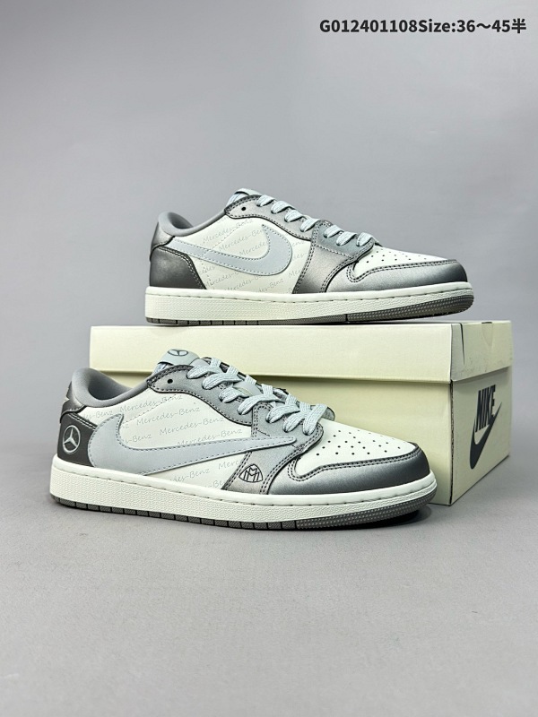 25036-45半 公司级 头层 定制球鞋 Mercedes-Benz x Travis Scott x Air Jordan 1 Low 梅赛德斯奔驰货号AG3702-802