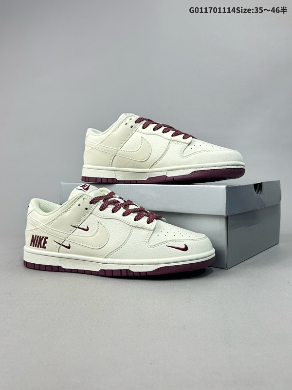 17035.5-46半 头层带半码定制球鞋 Nike Dunk SB Low 耐克 SB 低帮 白酒红 鞋身以白色作为主色调货号NK5639-322