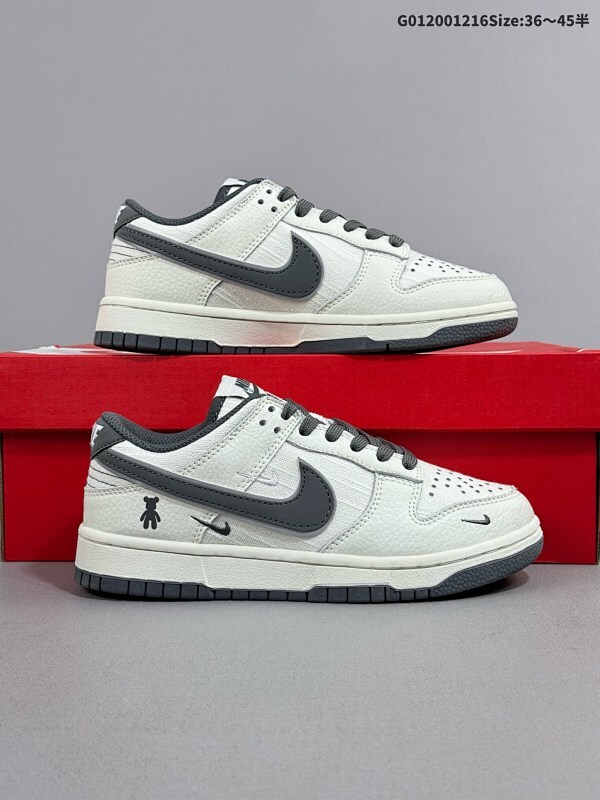 20036-45半 定制球鞋 Violentbear x Nike Dunk SB Low 暴力熊 x 耐克 SB 低帮 联名白灰帆布货号KK1888-004