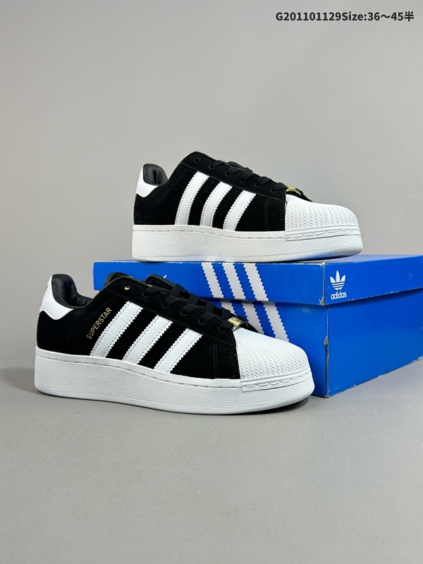 11035-45半 Adidas Original Superstar XLG Low 阿迪达斯 低帮 厚底黑白 男女同款舒适透气耐磨低邦板鞋货号ID4657