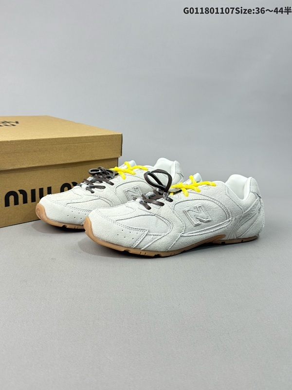 18036-44半 MiuMiu 缪缪 x New Balance NB530 新百伦530 白色 休闲运动鞋德训鞋圆头系带货号JMX-NLD-XYA308