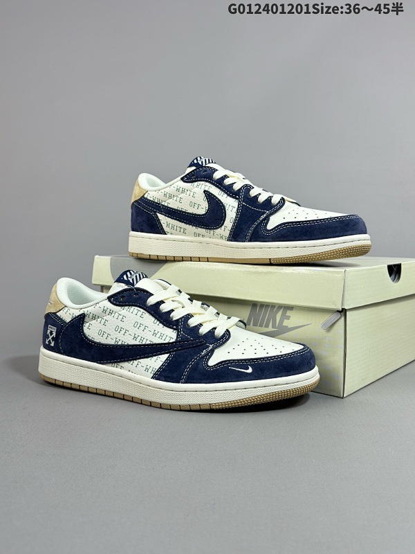 25036-45半 定制球鞋AJ1 低帮 蓝白黄倒勾联名 AJ1 乔丹1代 aj1 乔1 货号SJ2068-110