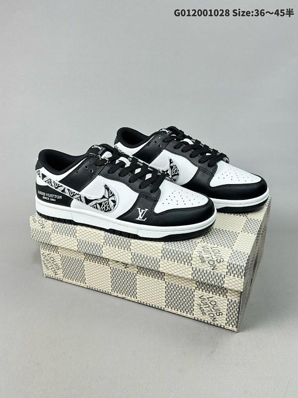 Louis Vuitton x Nike Dunk SB Low 路易威登 x 耐克 SB 低帮 LV联名黑白 鞋身以白黑作为主色调货号JH8035-929