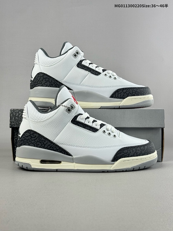 13036-46半 Air Jordan 3 Retro 灰水泥 AJ3 乔丹3代 aj3 乔3 水泥灰 乔丹篮球鞋系列货号CT8532-106