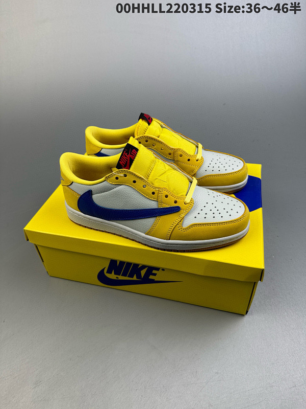200头层带半码 Travis Scott x Air Jordan 1 Low "Canary" 低帮 黄白蓝倒勾联名 00HHLL220315 Size:3646半货号DZ4137-700