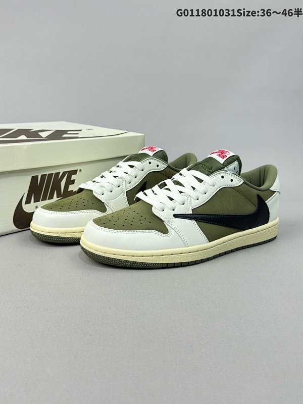 18036-46半 Travis Scott x Air Jordan 1 Low 低帮 橄榄绿倒勾联名 AJ1 乔丹1代 aj1 乔1货号DM7866-200