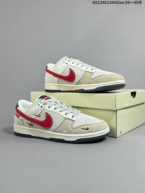 25036-45半 定制球鞋 Hello kitty x Supreme x Nike DunkSB 低帮 三方联名 米灰红货号XY1688-018
