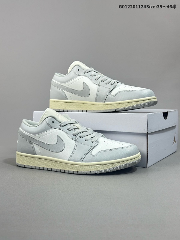 22035.5-46半 Air Jordan 1 Low "Grey White" 低帮 米白灰 AJ1 乔丹1代 aj1 乔1 低邦 灰白色 乔丹篮球鞋系列货号DC0774-103