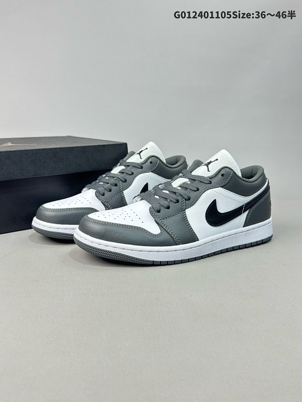24035.5-46半 纯原版本 Air Jordan 1 Low "Lron Grey" 低帮 灰白黑 AJ1男货号553558-152 女货号553560-152