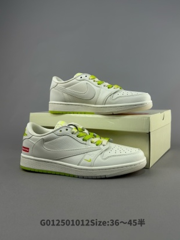 Supreme x Travis Scott x Air Jordan 1 Low Sup x AJ1 低帮 米白黄双勾倒勾联名货号BB2299-811