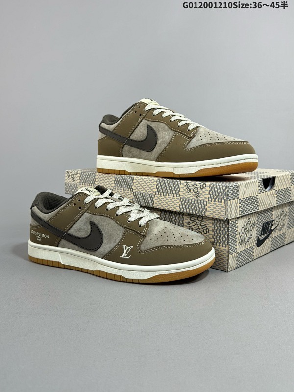 20036-45半 定制球鞋 Louis Vuitton x Nike Dunk SB Low 路易威登x 耐克 SB 低帮 LV联名棕色 鞋身以深浅不一的棕色作为主货号JH8036-913