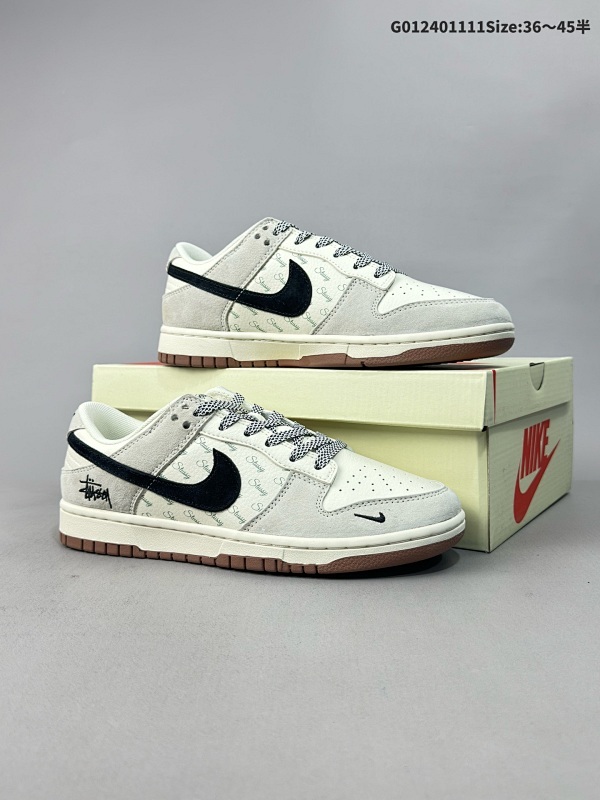 25036-45半 公司级 头层定制球鞋 Stussy x Nike Dunk SB Low 斯图西 x 耐克 SB 低帮 斯图西联名灰白黑 货号CF3688-031