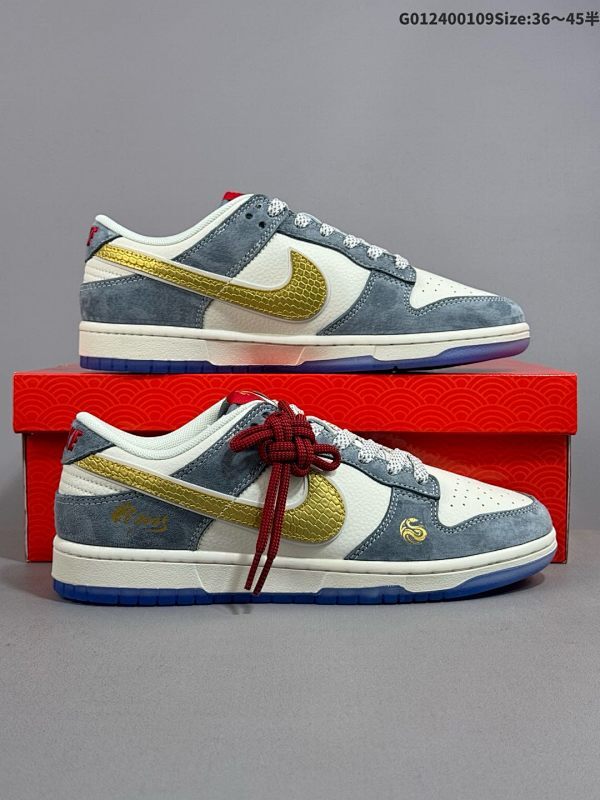 24036-45半 定制球鞋 Nike Dunk SB Low 耐克 SB 低帮 蛇年限定 蓝白金货号XX3168-116