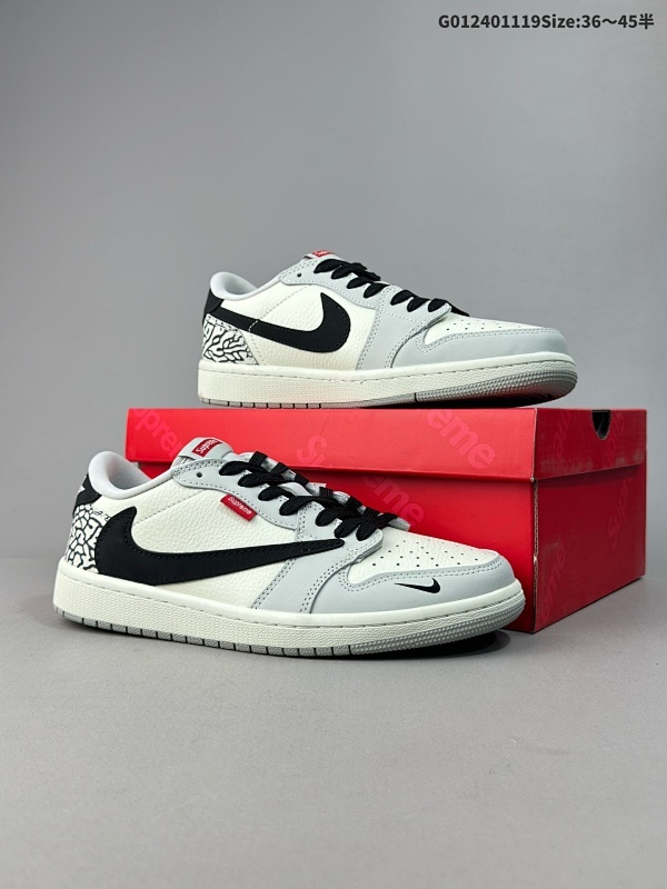 25036-45半 公司级Supreme x Air Jordan 1 Low 烟灰石头货号JH6089-003