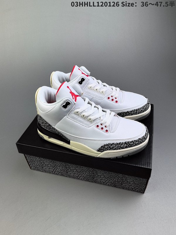 130真标带半码 Air Jordan 3 Retro 复刻白水泥03HHLL120126 Size3647.5半货号DN3707-100