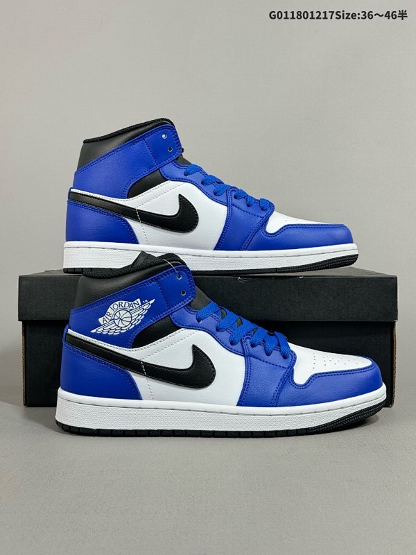 18036-46半 Air Jordan 1 Mid "Game Royal Black White"中邦 蓝白 乔丹篮球鞋系列 货号DQ8426-402