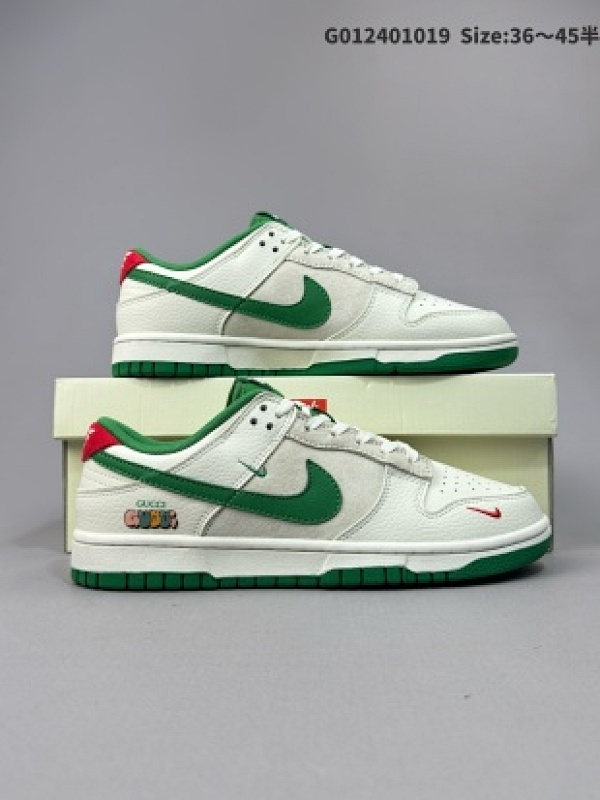 海外爆款限量发售公司级 Nike SB Dunk Low古驰联名拼皮绿勾 周年高端定制 低帮休闲板鞋 定制鞋盒货号KK1688-053