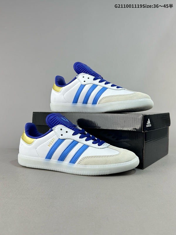 10036-45半 独家实拍adidas originals Samba x LIONEL MESSI 白蓝灰此款以简约大方的造型设计货号ID3550
