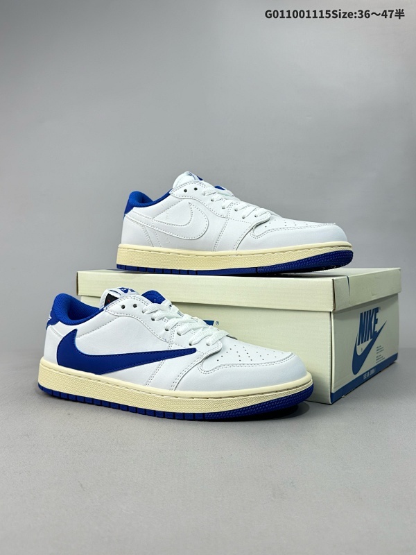 10036-47.5半 Travis Scott x Air Jordan 1 Low OG 低帮 白蓝倒勾联名 AJ1货号DM7866-146 货号DM7866-104