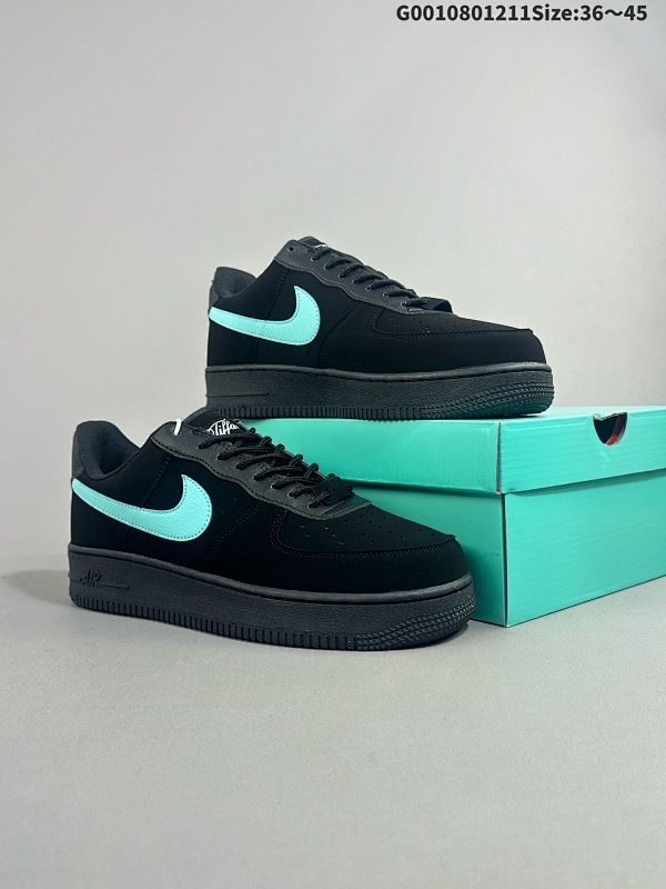 8036-45 NK Air Force1 Low "1837" 蒂芙尼联名空军一号潮流复古低帮板鞋 黑绿 货号DZ1382-001