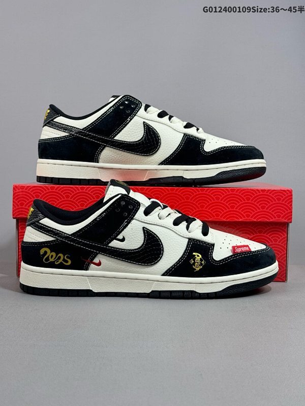 24036-45半 定制球鞋 Supreme x Nike Dunk SB Low Sup x 耐克 SB 低帮 联名黑白货号XS1086-016