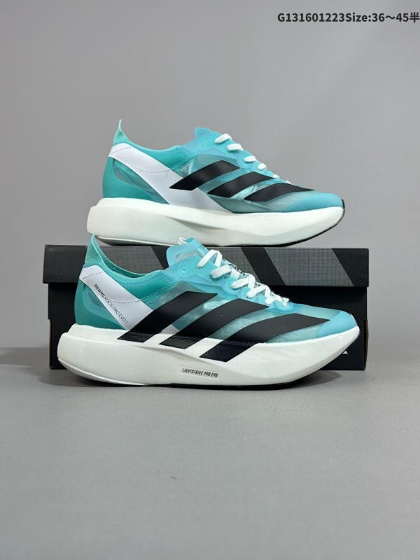 16036-45半 adidas Adizero Adios Pro Evo 1 白蓝 货号IH5586