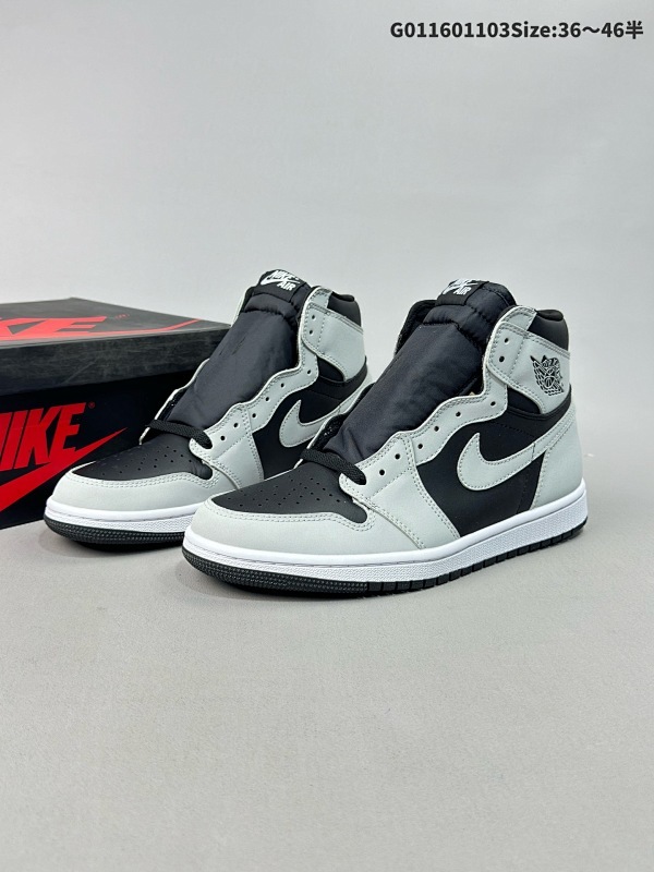16036-46半 Air Jordan 1 Retro High OG "Shadow 2.0" 高帮 黑灰2.0 AJ1 乔丹1代 aj1 乔1 高邦 黑灰 男女同款货号555088-035