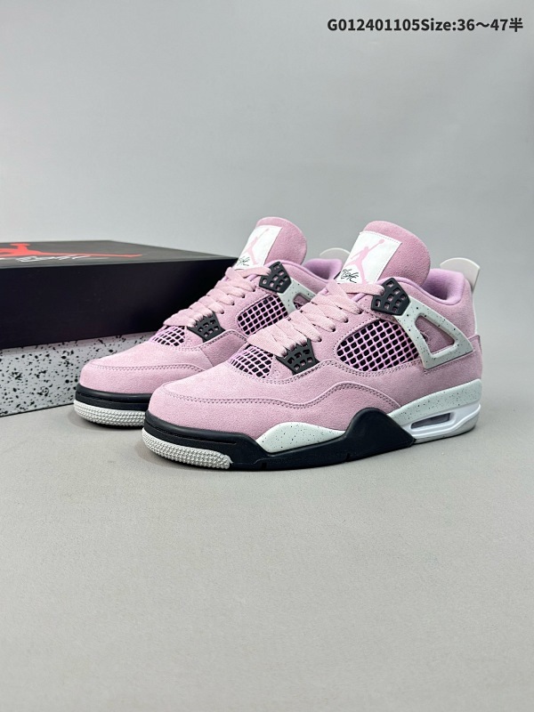 24036-47.5半 Air Jordan 4 Retro "Orchid" 粉黑麂皮 AJ4 乔丹4代 aj4 乔4 粉麂皮货号AQ9129-501