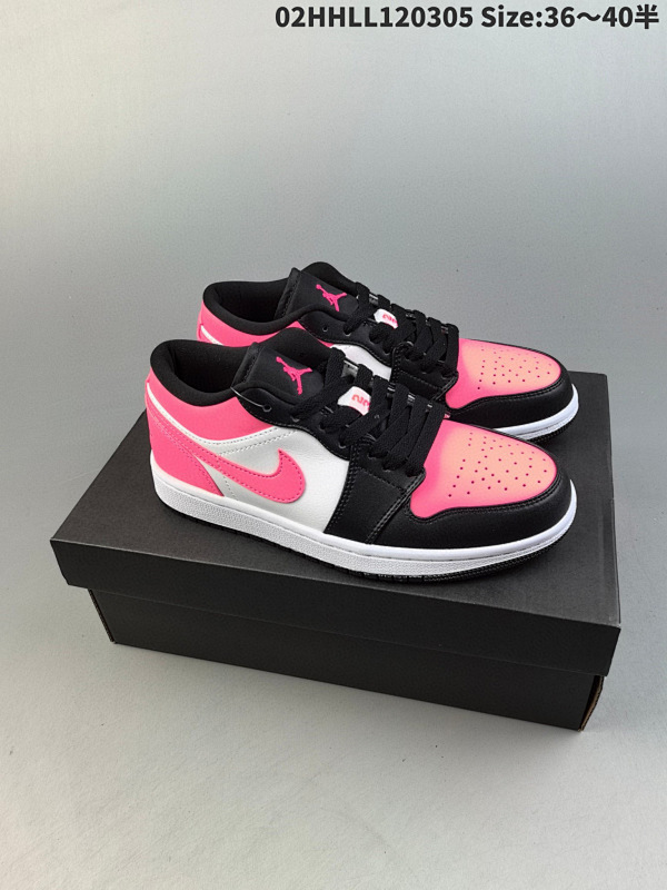 120头层带半码 Air Jordan 1 Low 低帮 黑白粉情人节 AJ1 乔丹1代02HHLL120305 Size:3640半货号554723-106