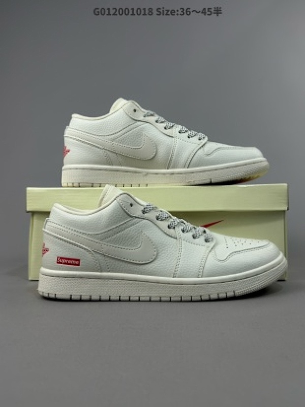 Supreme x Air Jordan 1 Low Sup x 乔丹 低帮 联名白色 AJ1 乔丹1代 aj1 乔1 低邦 联名白色 乔丹篮球鞋系列货号WG8850-002
