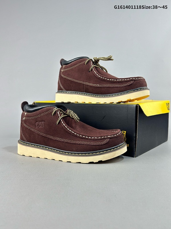 14038-45 CAT 新款 推土机 休闲时尚  男士休闲皮鞋 原单品质真标公司卡特男鞋广东纯原 历年经典热销款  新款头层牛皮耐磨防滑橡胶大底