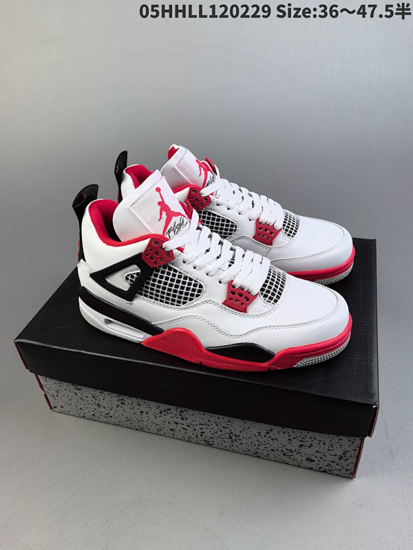 150真标带半码 Air Jordan 4 Retro "Fire Red" 白红复刻 05HHLL120229 Size:3647.5半男货号DC7770-160 女货号408452-160