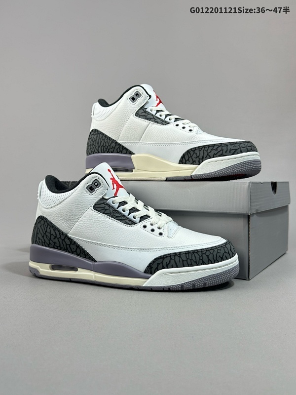 22036-47.5半 Air Jordan 3 Retro 灰水泥 AJ3 乔丹3代 aj3 乔3 水泥灰 乔丹篮球鞋系列货号CT8532-106