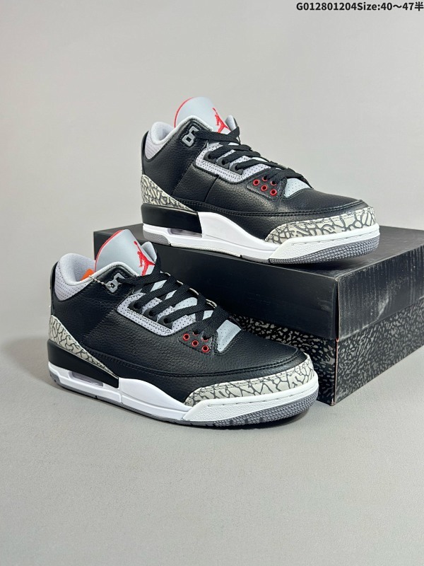 28040.5-47.5半 Air Jordan 3 Retro "Black Cement Reimagined" 复刻黑水泥 AJ3货号DN3707-010