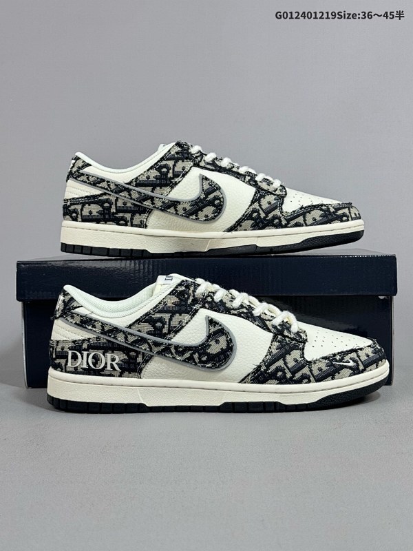 24036-45半 定制球鞋 Dior x Nike Dunk SB Low 迪奥 x 耐克 SB 低帮 联名黑白牛仔货号YX5066-248