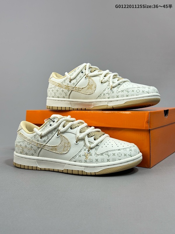 22036-45半 定制球鞋 Louis Vuitton x Nike Dunk SB Low 路易威登 x 耐克 SB 低帮 LV联名卡其牛仔解构鞋货号SJ2068-250