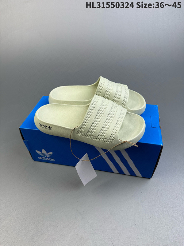 55 阿迪达斯 Adidas 夏季男女拖鞋 采用无胶水环保工艺 环保更健康 高品质 原盒原标 原版工艺 鞋型完美 ID: HL31550324 Size:3645