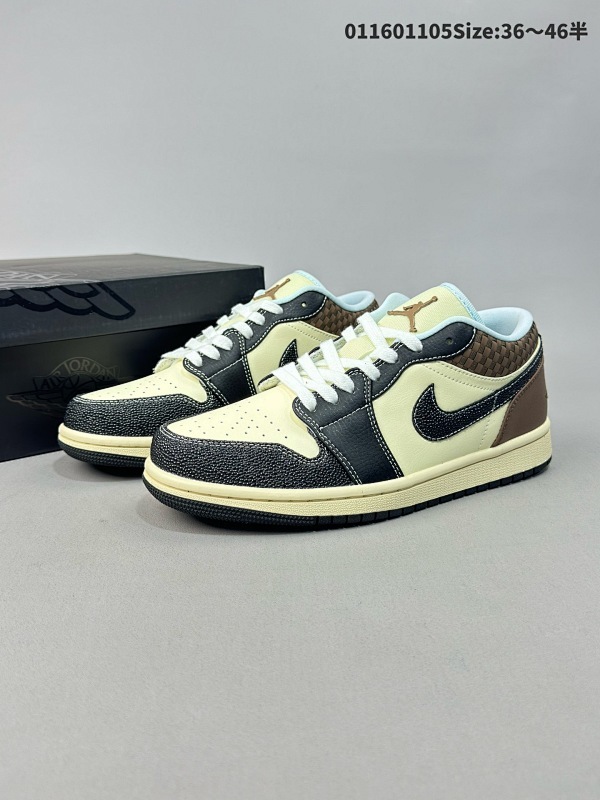 16036-46半Air Jordan 1 Low SE 低帮 美拉德 摩卡骑士 AJ1 乔丹1代 aj1 乔1 低邦 黑棕缝线菱形格货号HQ3437-101
