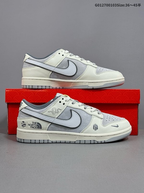 270 36-45半定制球鞋The North FACE x Nike Dunk SB Low 北面 x 耐克 SB 低帮 蛇年限定 米白灰货号DM6868-007