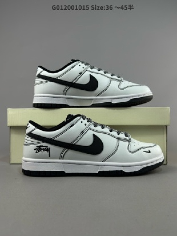Stussy x Nike Dunk SB Low 斯图西 x 耐克 SB 低帮 斯图西联名米白黑 定制球鞋鞋身以白色作为主色调货号FC1688-137