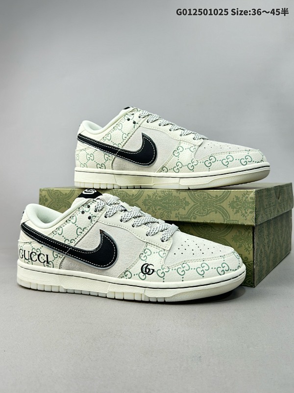 Gucci x Nike Dunk SB Low 古驰古奇 x 耐克 SB 低帮 联名米白黑定制球鞋货号XY1688-014
